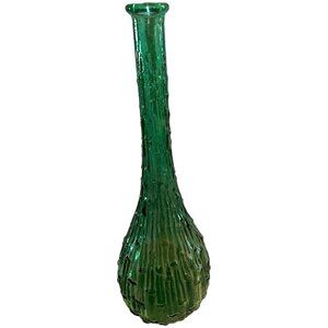 Vintage Mid Century Modern Emerald Green Wax Drip Genie Bottle